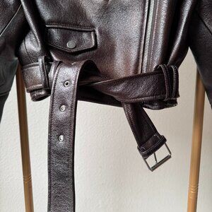 Zara Faux Leather Biker Jacket in Rare Burgundy Color